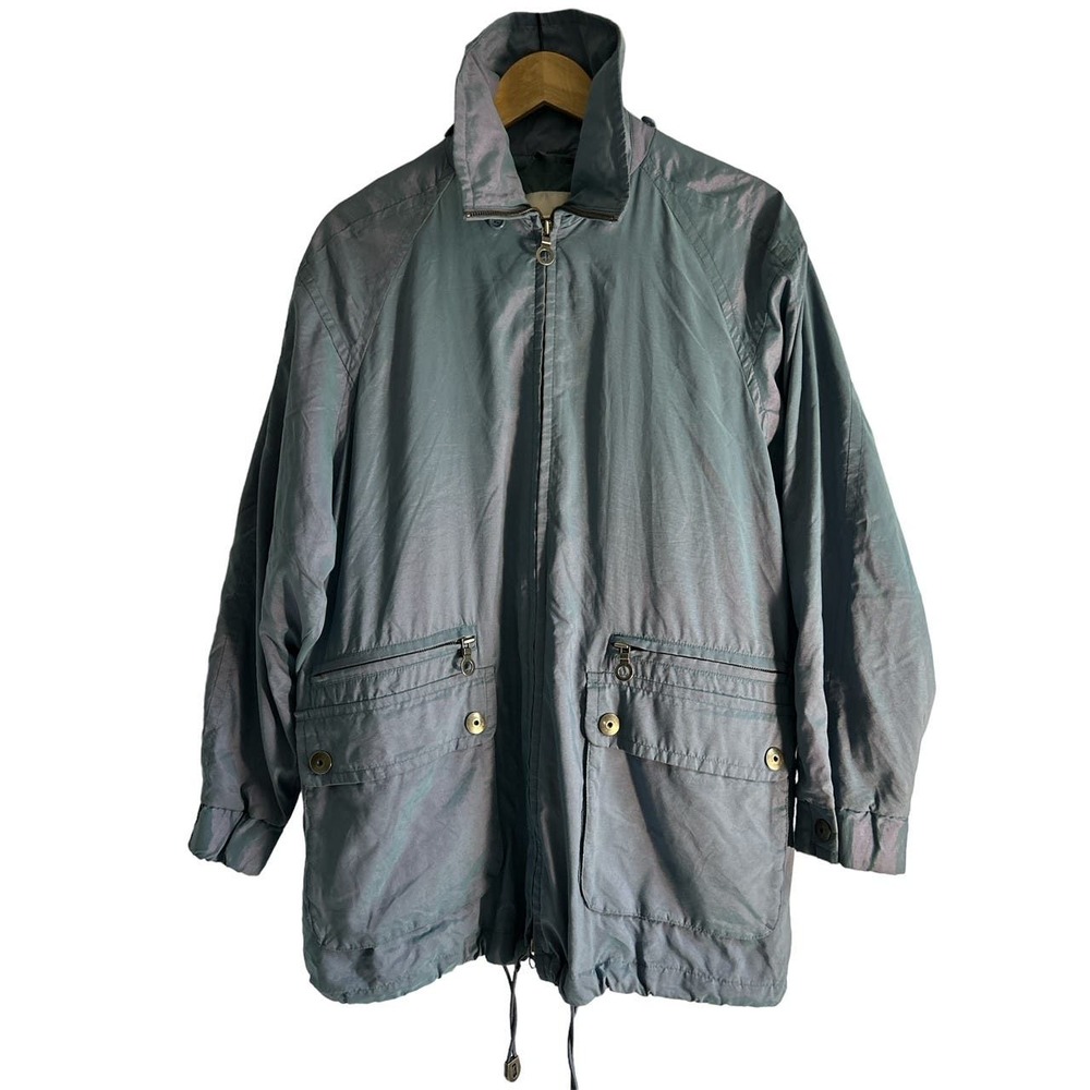 London Fog Vintage Women's Size Small Teal Iridescent Parka Coat Jacket‎